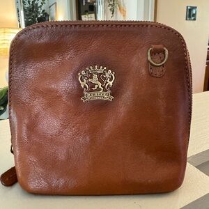 Pratesi Firenze Made In Italy Brown Leather Mini Crossbody Shoulder Bag